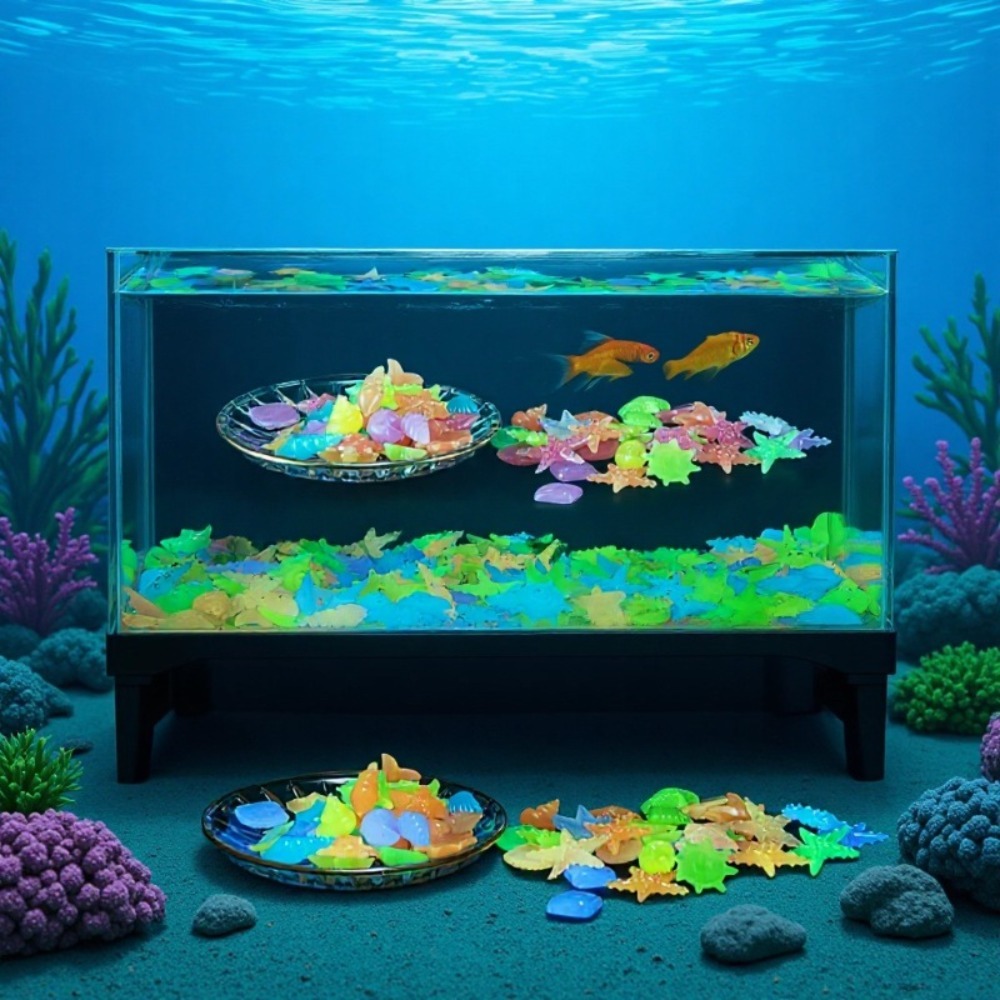 Aquarium Fish Fishing - Gloeiende lichtgevende oceaanstenen Fluorescerende schelpen Kleurrijke