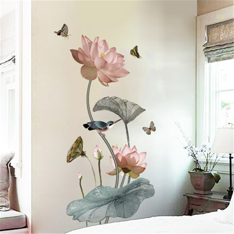 Background Film 3D - Chinese Stijl Lotusbloem 3d Behang Zelfklevende