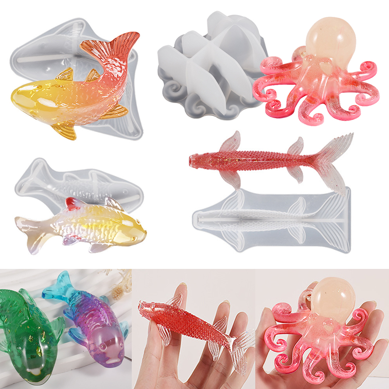 Aquarium Fish Fishing - 3D Koi Visvormige Epoxyhars Mal Oceaan